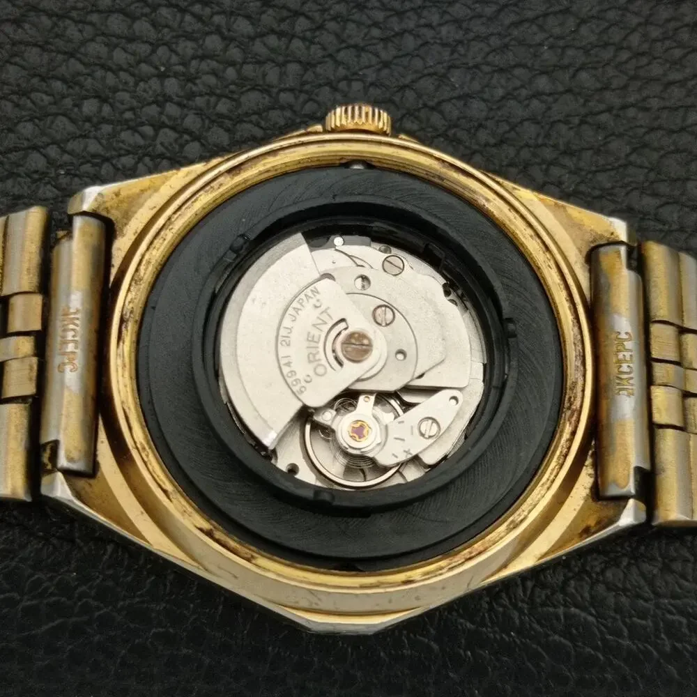Vintage 1976 Orient Automatic Mens Gold Watch W/daydate & Diamond accents